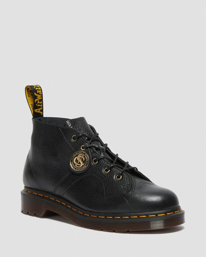 Men\'s Dr Martens Church Buckingham Leather Monkey Boots Black | AU 547SGL